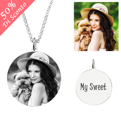 Personalizzata Foto-Collana Round Titanio Acciaio