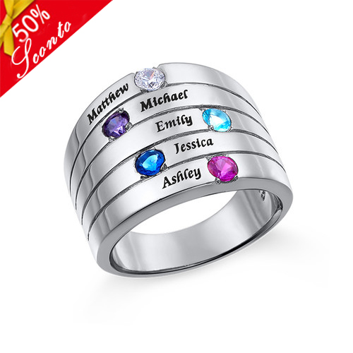 Personalizzabile 5 Nome Anello Con Birthstones