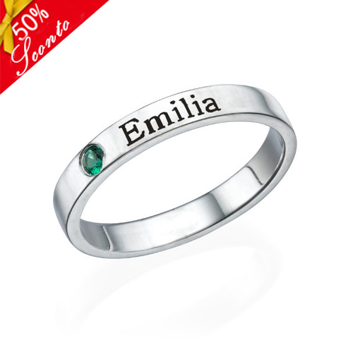 Personalizzabile Nome Anello Con Birthstones