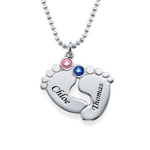 Collana Piedi di Bambino con Pietre Portafortuna