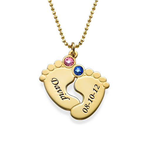 Collana Piedi di Bambino con Pietre Portafortuna