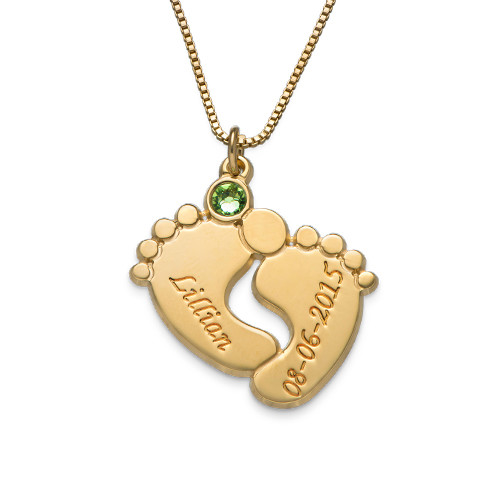 Collana Piedi di Bambino con Pietre Portafortuna